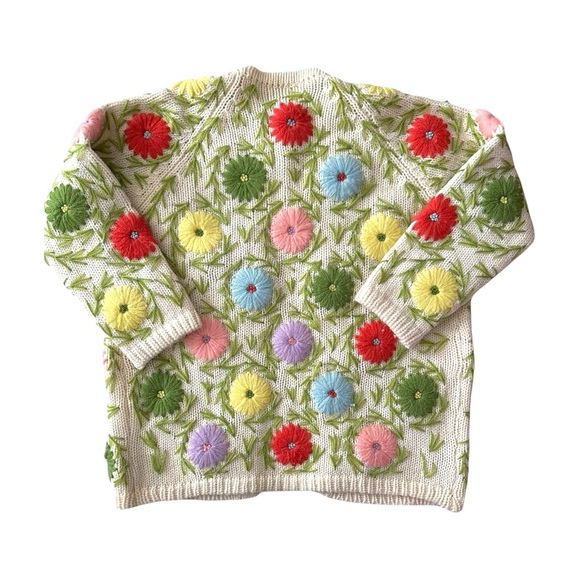 Vintage Wool Floral Sweater Cardigan - Picture 3 of 4